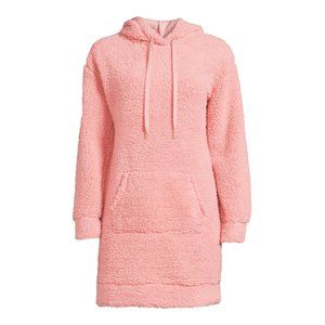 No Boundaries Juniors’ Faux Sherpa Tunic Hoodie Dress - XSMALL